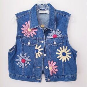 Vintage Susan Bristol Denim Flower Vest